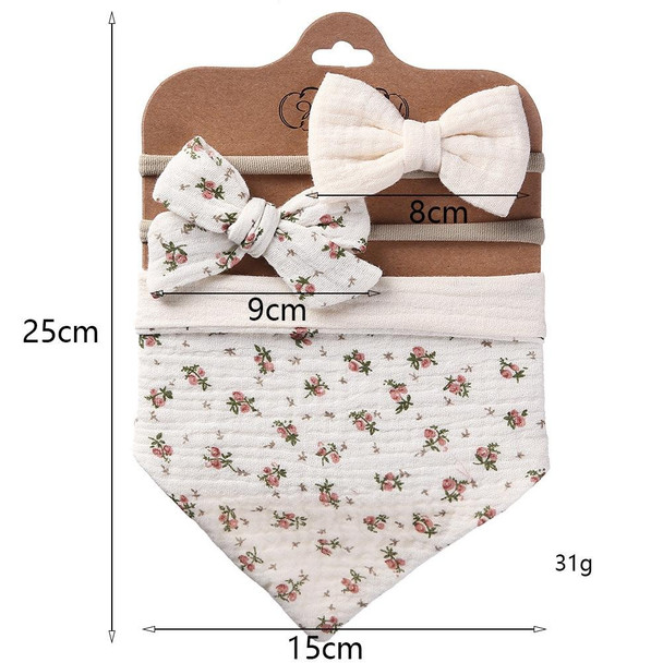 3 In 1 Baby Drooling Towel Cotton Printed Double Sided Triangle Towel Headband Set Waterproof Bibs, Style: DP069-5