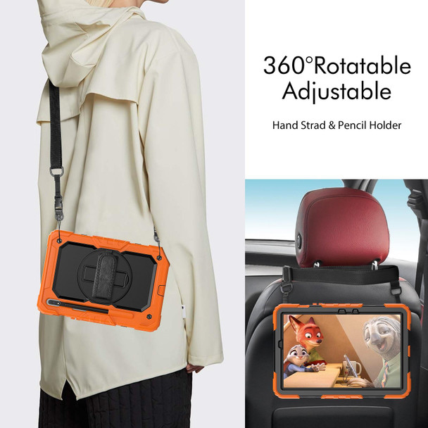 Samsung Galaxy Tab S8 11 inch SM-X700 Silicone + PC Tablet Case with Shoulder Strap(Orange+Black)