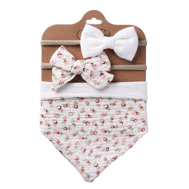 3 In 1 Baby Drooling Towel Cotton Printed Double Sided Triangle Towel Headband Set Waterproof Bibs, Style: DP069-3