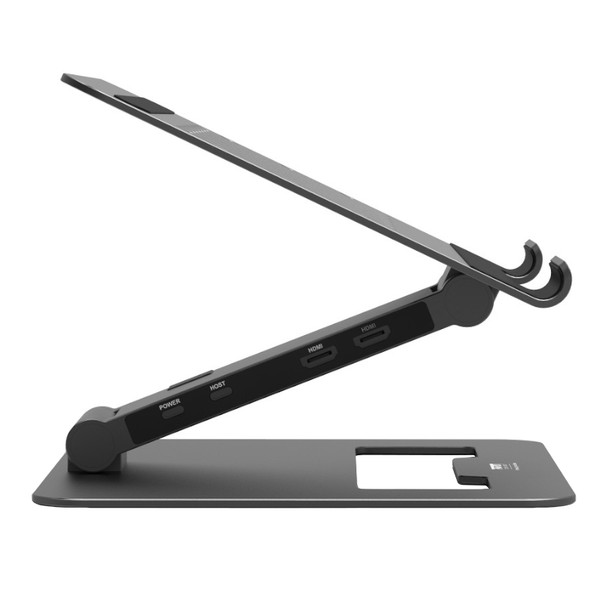 Port Connect Adjustable Stand + Dock Type-C to 1 x RJ45|2 x USB3.1 Gen1|2 x HDMI 4k@60Hz|1 x Type-C|PD85W|SDand Micro SD Reader