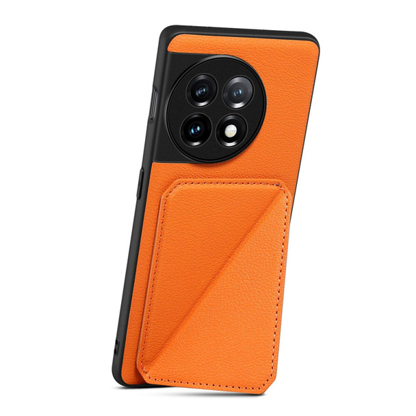 For OnePlus Nord CE 3 5G / OPPO K11 Denior Imitation Calf Leatherette Back Phone Case with Holder(Orange)