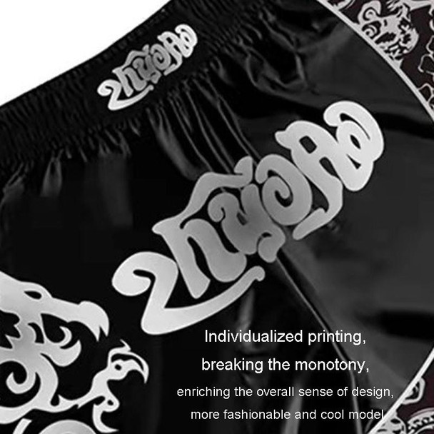 ZhuoAo Boxing Costumes Kids Sparring Fighting Shorts Muay Thai Free Fighting Tights Set, Style: Trophy Cup Black(M)