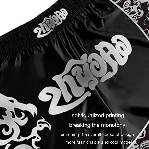 ZhuoAo Boxing Costumes Kids Sparring Fighting Shorts Muay Thai Free Fighting Tights Set, Style: Hot Printing Red Gold Dragon(XL)