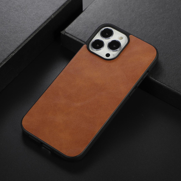 Cowhide Texture PU Phone Case - iPhone 13 Pro(Brown)