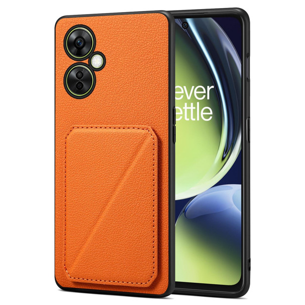 For OnePlus Nord CE 3 Lite / N30 Denior Imitation Calf Leatherette Back Phone Case with Holder(Orange)