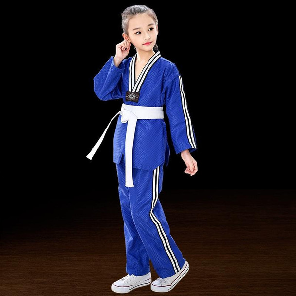 Child Adult Cotton Men And Women Taekwondo Clothing Training Uniforms, Size: 180(Plus Bar Blue)