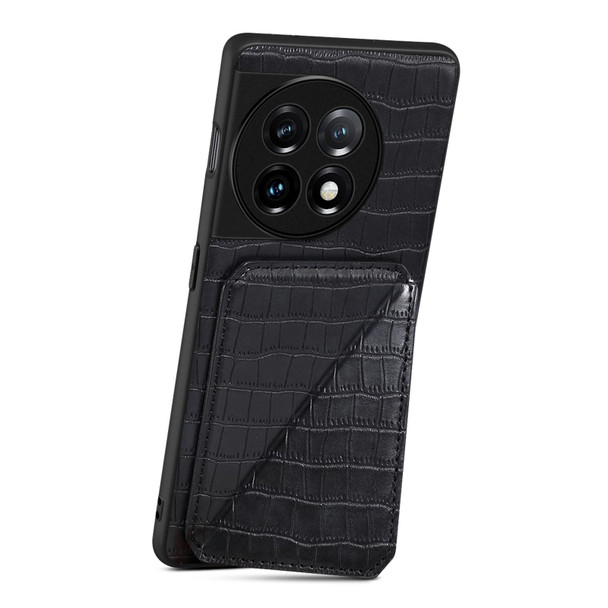 For OPPO K11x 5G / OnePlus Nord CE3 Lite Denior Imitation Crocodile Leatherette Back Phone Case with Holder(Black)