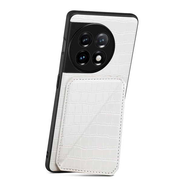 For OPPO K11x 5G / OnePlus Nord CE3 Lite Denior Imitation Crocodile Leatherette Back Phone Case with Holder(White)