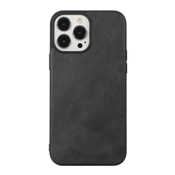 Cowhide Texture PU Phone Case - iPhone 13 Pro(Black)