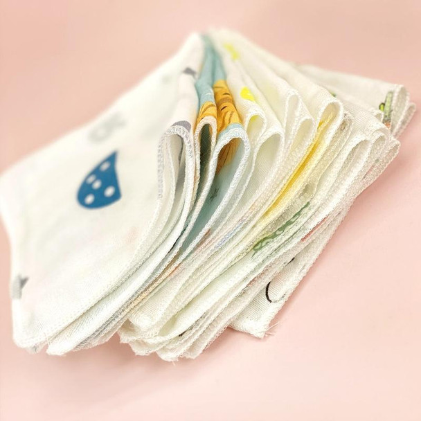 10pcs /Pack 25x25cm Double Layer High Density Print Gauze Handkerchief Toddler Drooling Towel(Mixed Color)