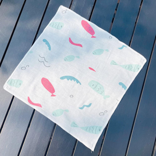 10pcs /Pack 25x25cm Double Layer High Density Print Gauze Handkerchief Toddler Drooling Towel(Mixed Color)