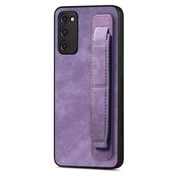 For Samsung Galaxy S20 FE Retro Wristband Holder Leatherette Back Phone Case(Purple)