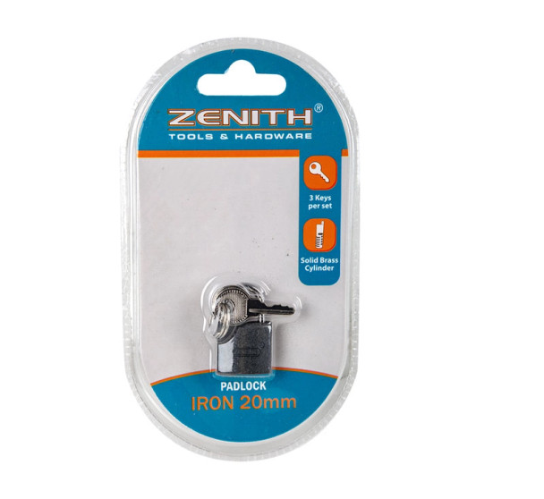 Padlock Zenith Iron 20mm Carded