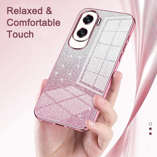 For Honor V30 Gradient Glitter Powder Electroplated Phone Case(Silver)