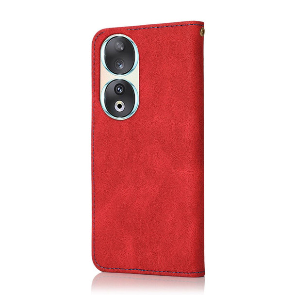For Honor 90 Dual-color Stitching Leatherette Phone Case(Red Blue)
