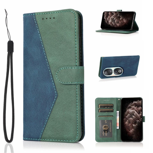 For Honor 90 Dual-color Stitching Leatherette Phone Case(Blue Green)