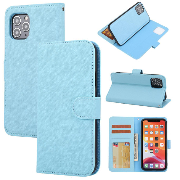 Cross Texture Detachable Leatherette Phone Case - iPhone 11(Blue)