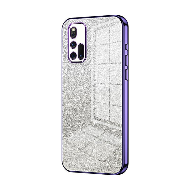 For vivo iQOO 3 5G Gradient Glitter Powder Electroplated Phone Case(Purple)