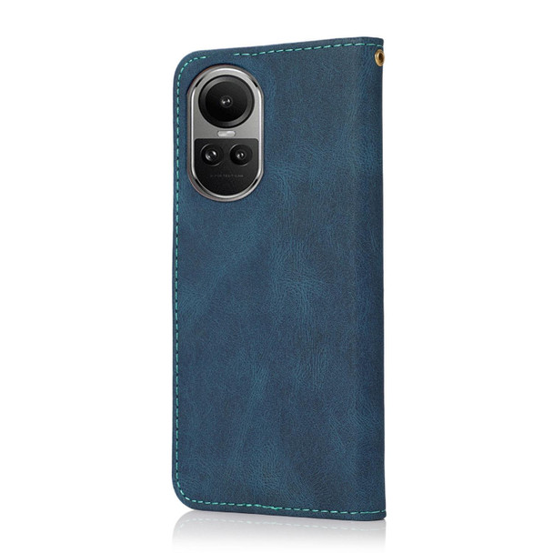 For OPPO Reno10 5G / Reno10 Pro 5G Global Dual-color Stitching Leatherette Phone Case(Blue Green)