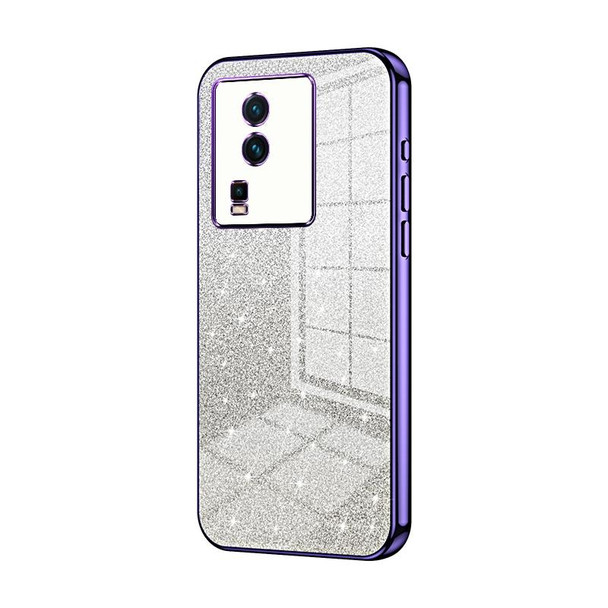 For vivo iQOO Neo7 Gradient Glitter Powder Electroplated Phone Case(Purple)