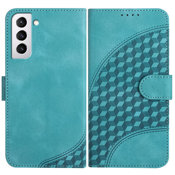 For Samsung Galaxy S21+ 5G YX0060 Elephant Head Embossed Phone Leatherette Case with Lanyard(Light Blue)