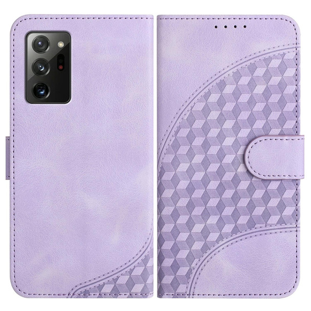 For Samsung Galaxy Note20 YX0060 Elephant Head Embossed Phone Leatherette Case with Lanyard(Light Purple)