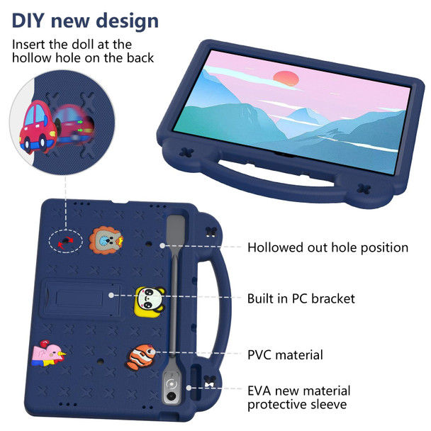 For  Lenovo Tab  P12 / Xiaoxin Pad Pro 12.7 Handle Kickstand Children EVA Shockproof Tablet Case(Navy Blue)