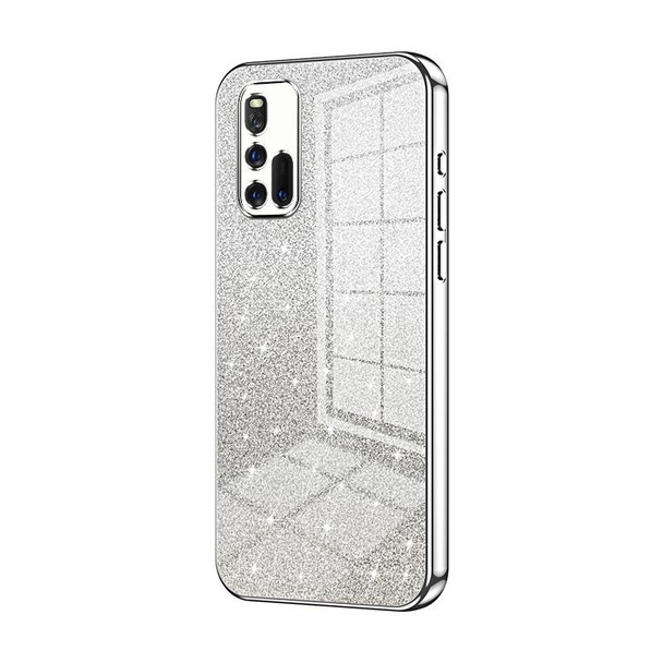 For vivo iQOO 3 5G Gradient Glitter Powder Electroplated Phone Case(Silver)