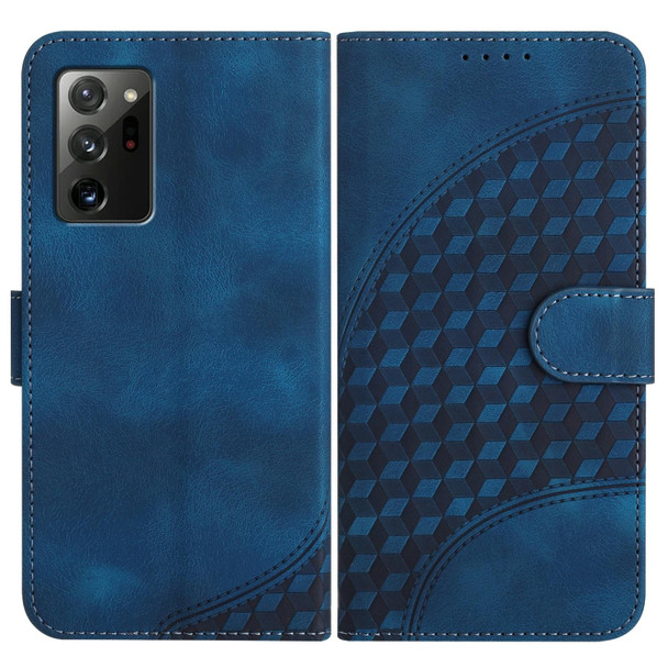 For Samsung Galaxy Note20 YX0060 Elephant Head Embossed Phone Leatherette Case with Lanyard(Royal Blue)