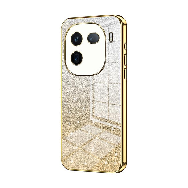 For vivo iQOO 12 Pro Gradient Glitter Powder Electroplated Phone Case(Gold)