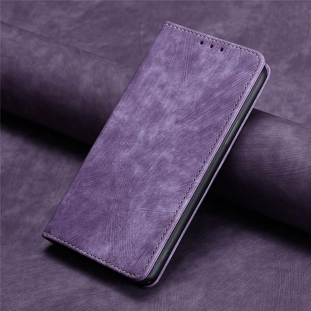 For Realme 11 4G RFID Anti-theft Brush Magnetic Leatherette Phone Case(Purple)