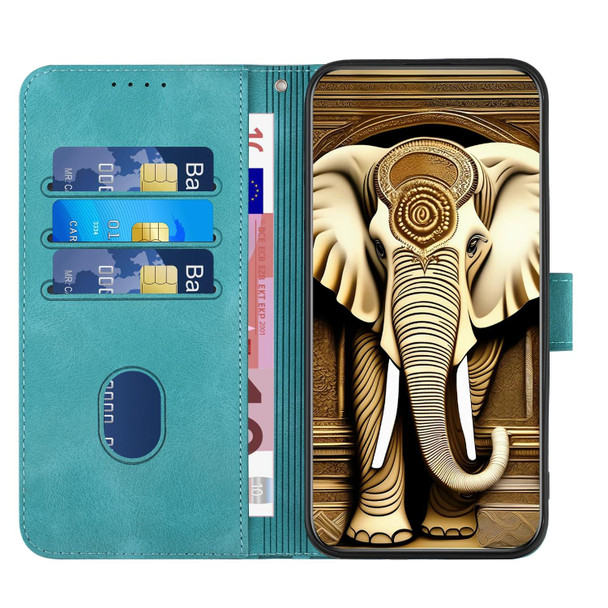 For Samsung Galaxy Note20 YX0060 Elephant Head Embossed Phone Leatherette Case with Lanyard(Light Blue)