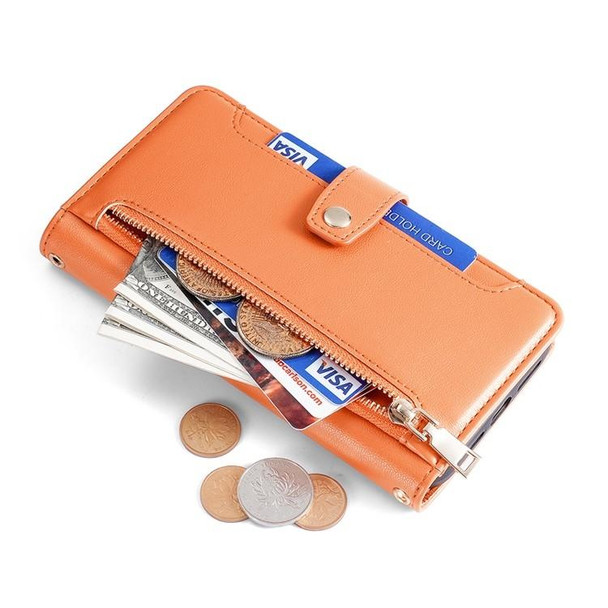 For Huawei Mate 60 Lite Sheep Texture Cross-body Zipper Wallet Leatherette Phone Case(Orange)