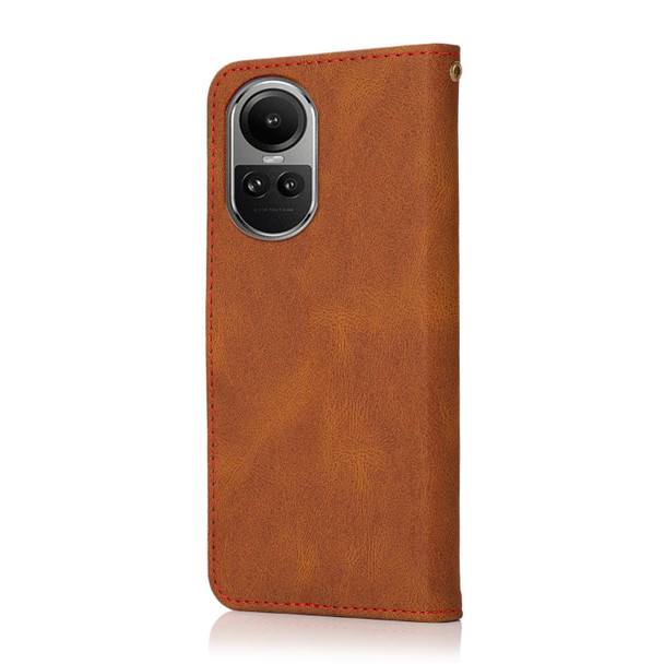 For OPPO Reno10 5G / Reno10 Pro 5G Global Dual-color Stitching Leatherette Phone Case(Brown Red)
