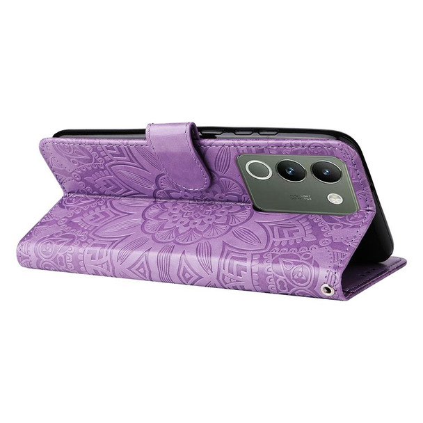 For vivo Y200 / V29e Global Embossed Sunflower Leather Phone Case(Purple)