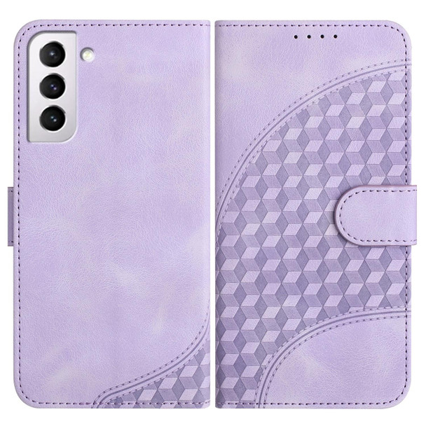 For Samsung Galaxy S21+ 5G YX0060 Elephant Head Embossed Phone Leatherette Case with Lanyard(Light Purple)