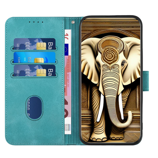 For Samsung Galaxy Note20 Ultra YX0060 Elephant Head Embossed Phone Leatherette Case with Lanyard(Light Blue)