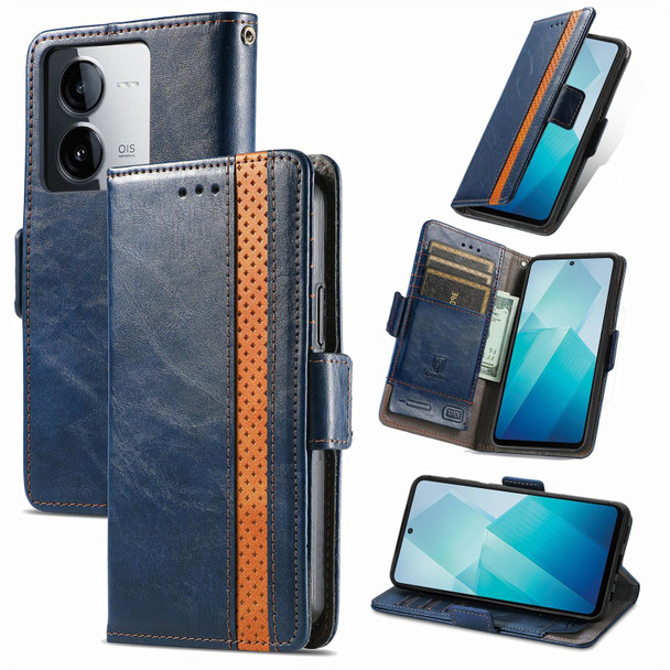 For vivo iQOO Z8 CaseNeo Splicing Dual Magnetic Buckle Leatherette Phone Case(Blue)