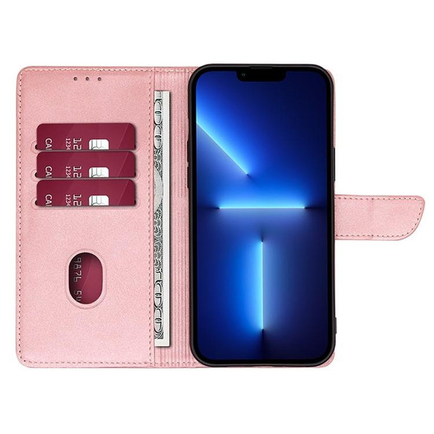 For OPPO Reno10 5G / Reno10 Pro 5G Global Calf Texture Buckle Flip Leatherette Phone Case(Rose Gold)