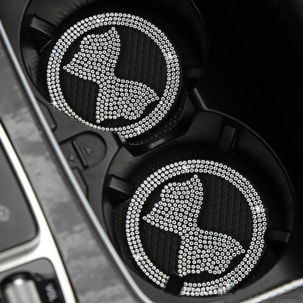 Car Multifunctional Anti-slip Coaster with Diamond Bow Crystal(Black)