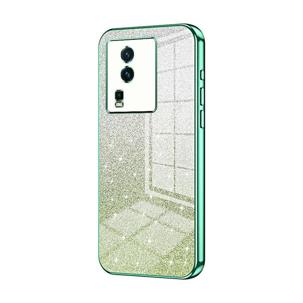 For vivo iQOO Neo7 Gradient Glitter Powder Electroplated Phone Case(Green)