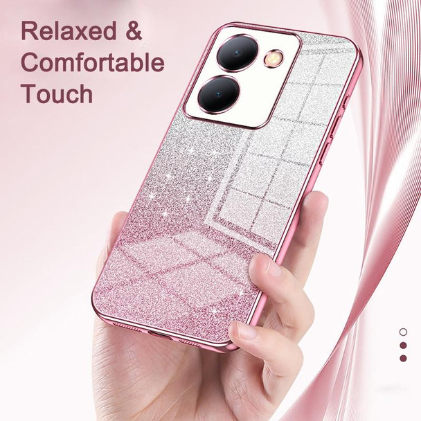 For vivo iQOO 12 Gradient Glitter Powder Electroplated Phone Case(Transparent)