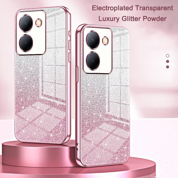 For vivo iQOO 12 Pro Gradient Glitter Powder Electroplated Phone Case(Black)