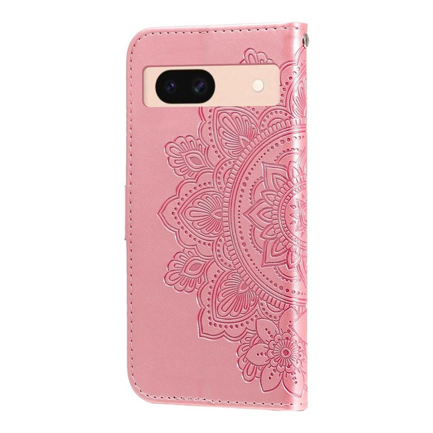 For Google Pixel 8a 7-petal Flowers Embossing Leatherette Phone Case(Rose Gold)