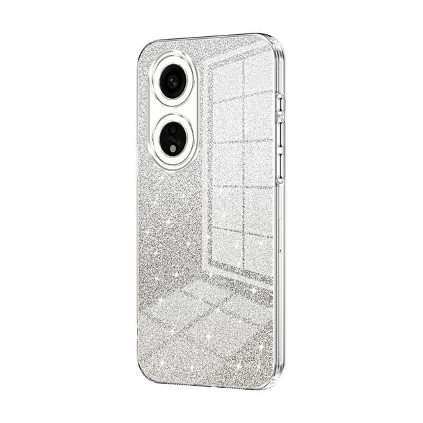 For OPPO A1 Pro Gradient Glitter Powder Electroplated Phone Case(Transparent)