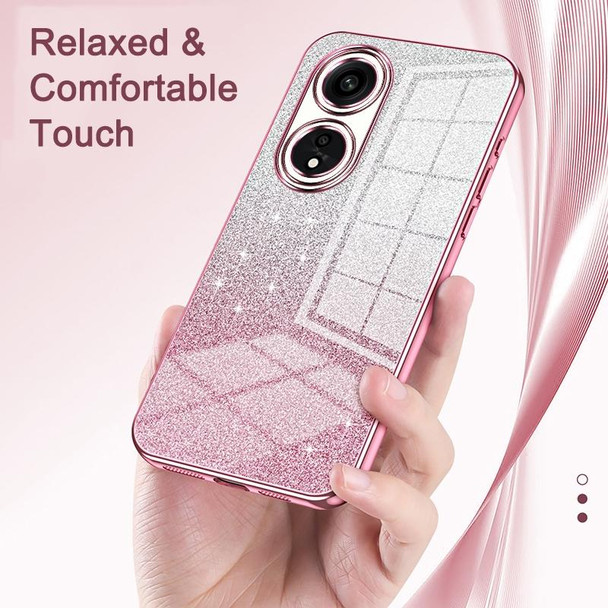 For OPPO Reno4 SE Gradient Glitter Powder Electroplated Phone Case(Transparent)