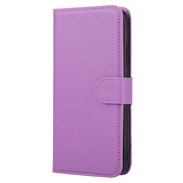 Cross Texture Detachable Leatherette Phone Case - iPhone 11(Purple)