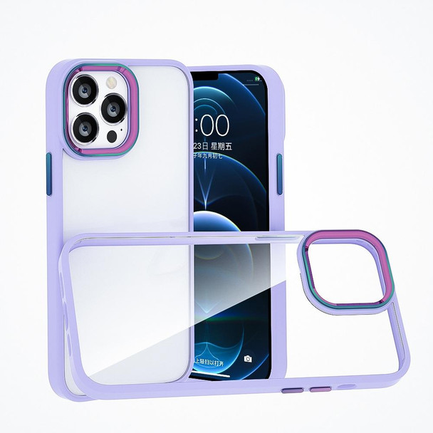 Colorful Metal Lens Ring Phone Case - iPhone 13 Pro(Purple)