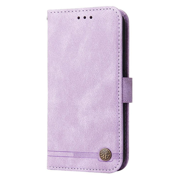 For Google Pixel 8a Skin Feel Life Tree Metal Button Leatherette Phone Case(Purple)