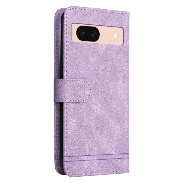 For Google Pixel 8a Skin Feel Life Tree Metal Button Leatherette Phone Case(Purple)